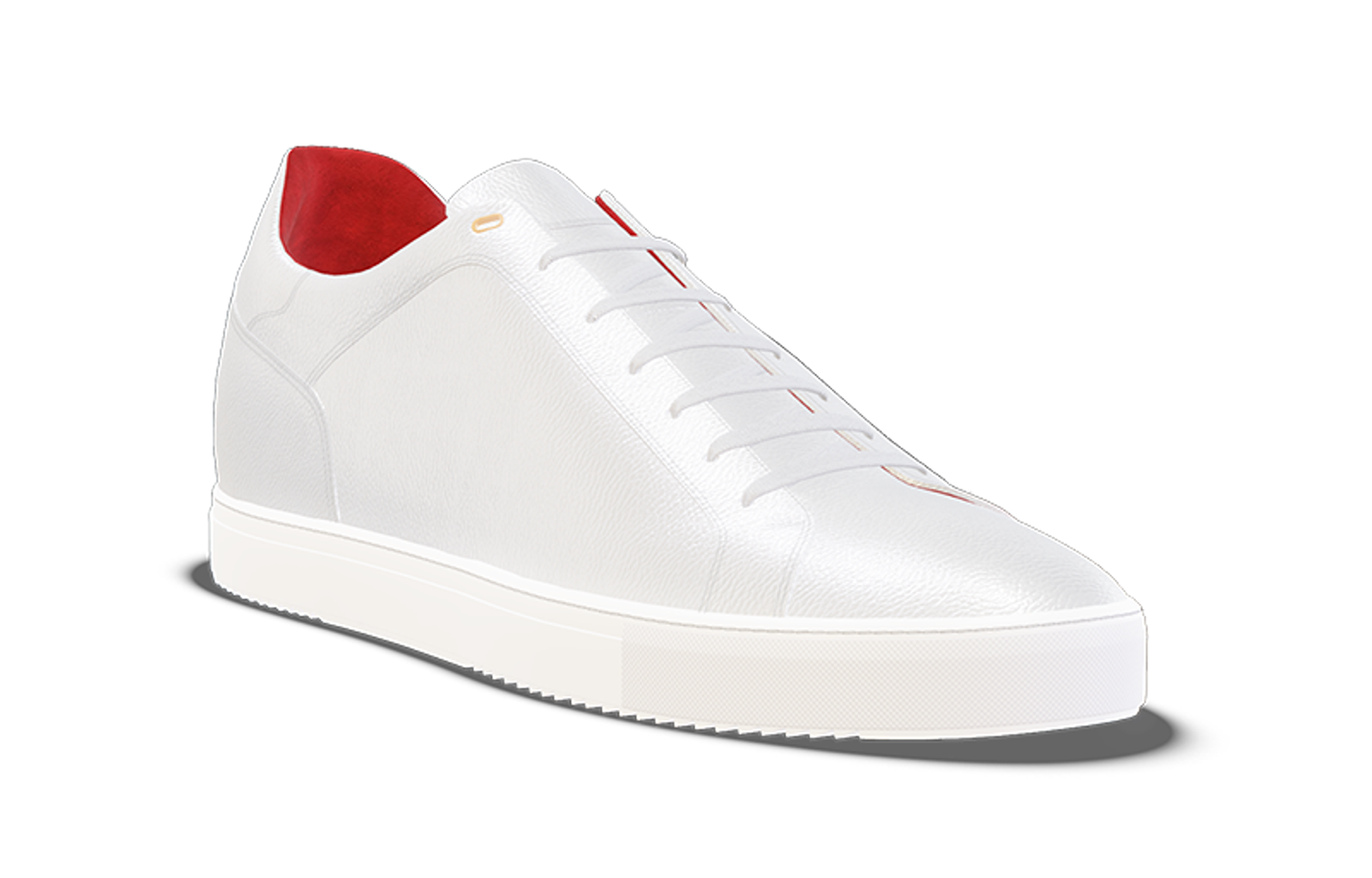 The elegant Ponzano women’s designer sneakers in white pebble grained calf leather.