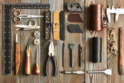 Jasperosso shoemaker range of tools used for luxury men’s sneakers