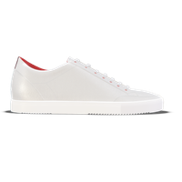 Altidona [W1] in white pebble grained calf with rosso velvet detailing