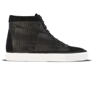 Montecosaro [W2] High-top in black velvet, black crocodile effect calf, black smooth Baltimora calf & black patent calf