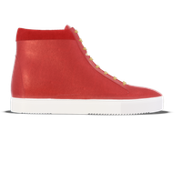 Montecosaro [W3] High-top in rosso corsa pebble grained calf & rosso corsa suede