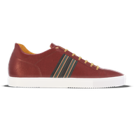 Recanati [M5] in burgundy pebble grained calf with canvas stripe detailing