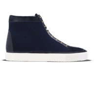 Montecosaro [W7] High-top in avio blue burnished calf, navy blue crocodile effect calf & midnight blue suede
