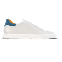 Fermo [W5] in white pebble grained calf & steel blue suede