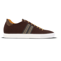 Recanati [W6] in chocolate suede & chocolate pebble grained calf with canvas stripe detailing