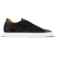 Ponzano [W9] in black crocodile effect calf & black patent calf