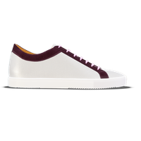 Porto [W7] in white pebble grained calf & purple velvet