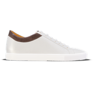 Porto [W8] in white pebble grained calf & chocolate exotic effect calf