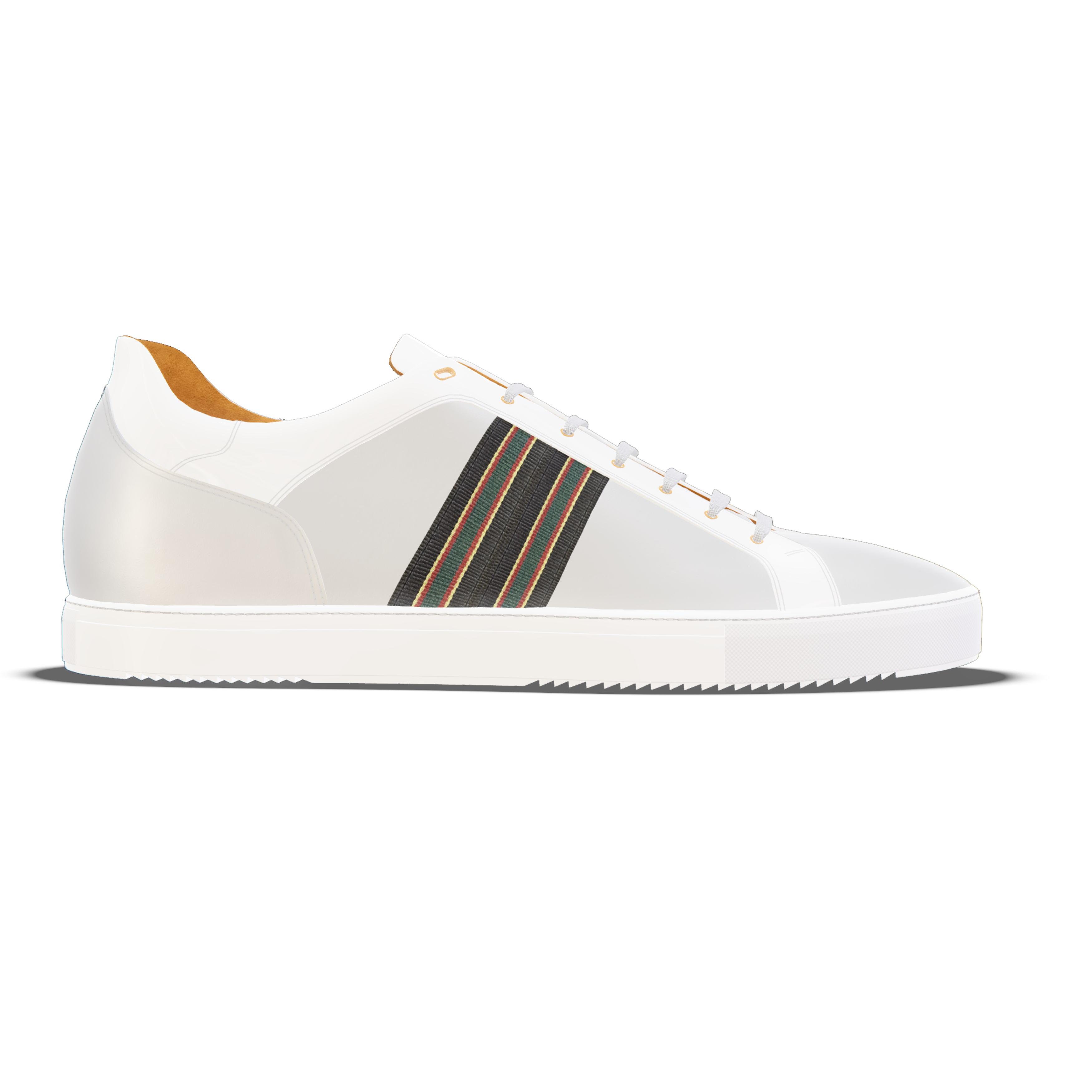 Recanati [W7] in white smooth Baltimora calf & white patent calf with canvas stripe detailing
