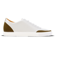 Altidona [W8] in white pebble grained calf & olive green suede