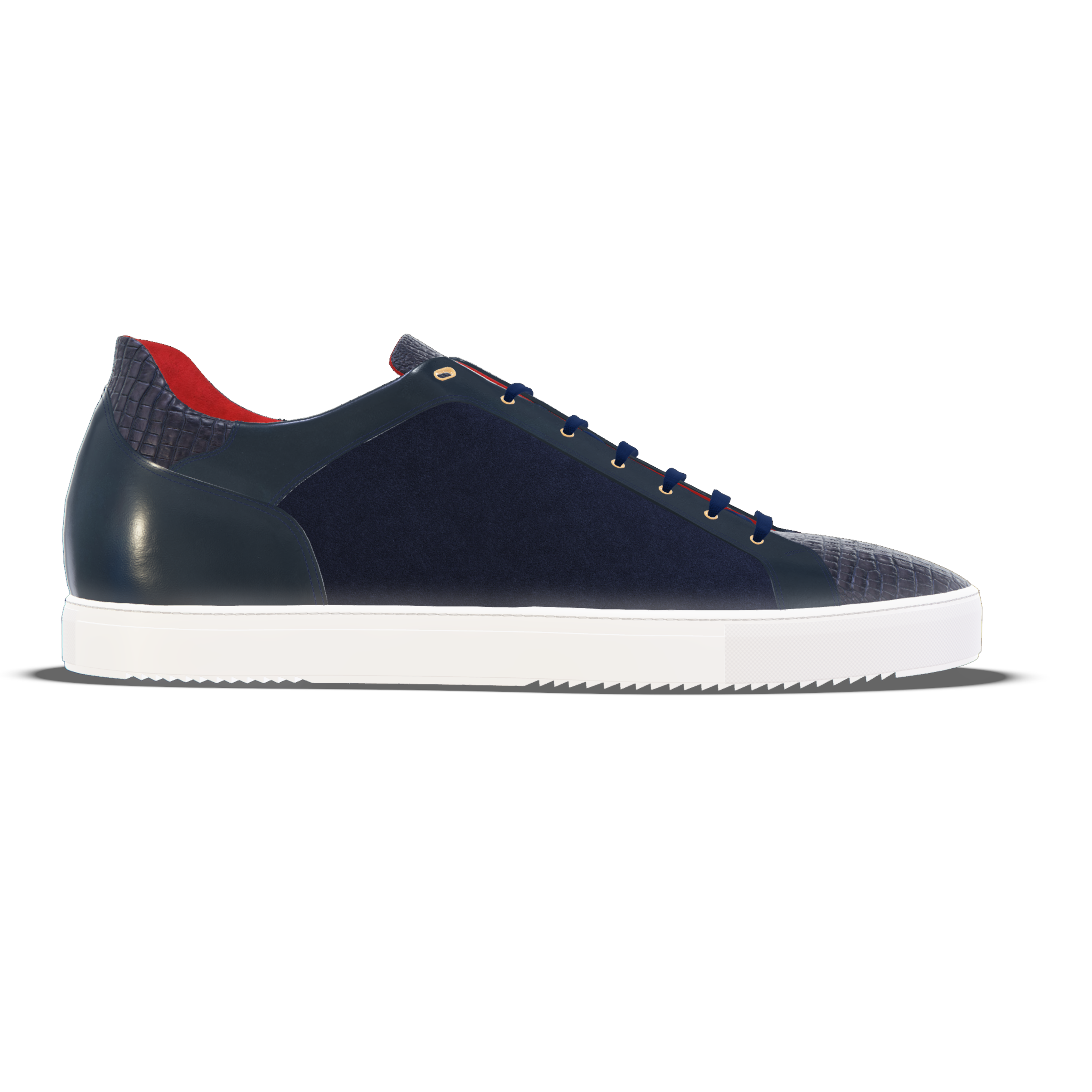 Ponzano [M12] in midnight blue smooth Baltimora calf, navy blue crocodile effect calf & navy blue suede