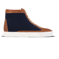Montecosaro [M5] High-top in russet brown smooth Baltimora calf & midnight blue suede