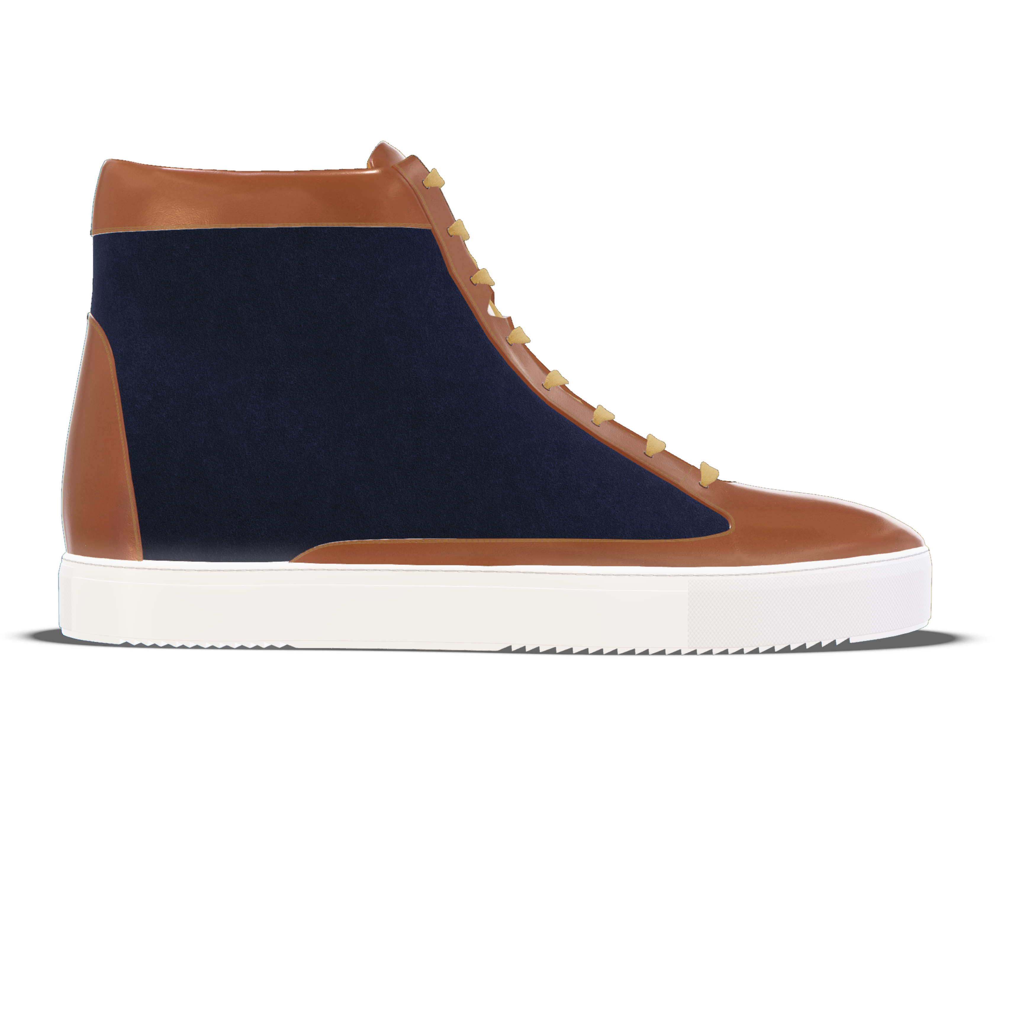 Montecosaro [M5] High-top in russet brown smooth Baltimora calf & midnight blue suede