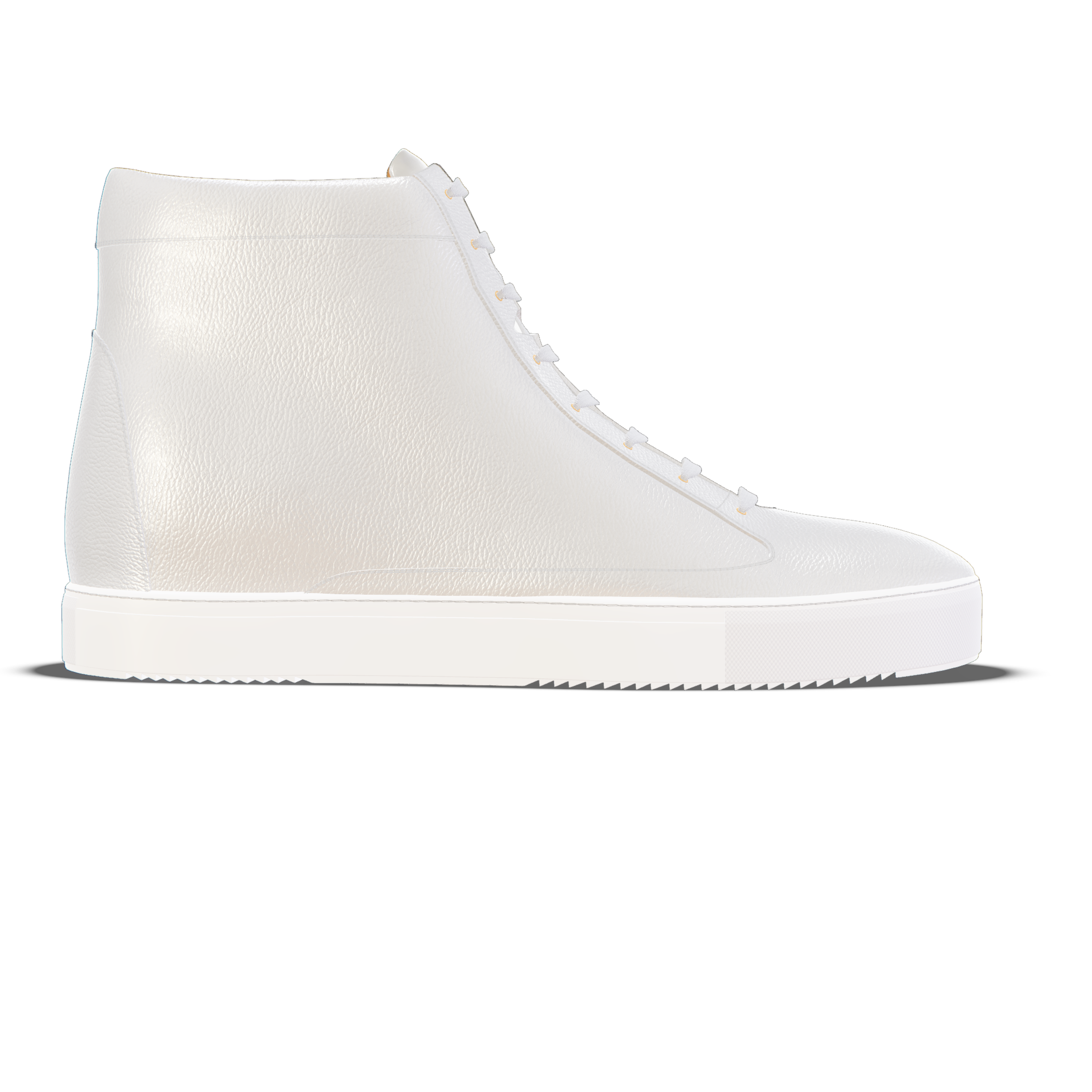 Montecosaro [M6] High-top in white pebble grained calf & pearl grey smooth Baltimora calf