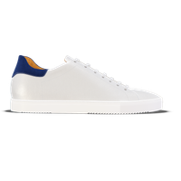 Loreto [W4] in white pebble grained calf & royal blue suede