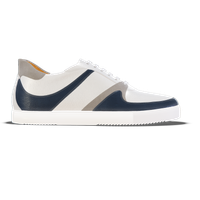 Macerata [M5] in white & navy blue pebble grained calf and grey suede