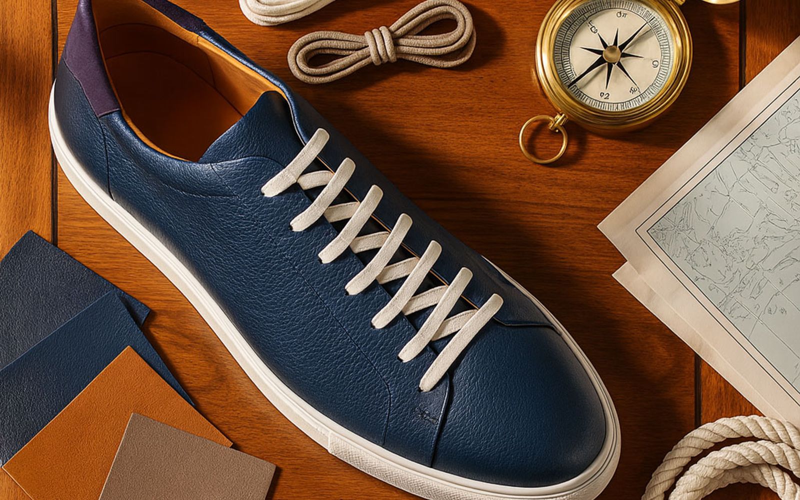 Jasperosso navy sneaker with ancillary pieces.