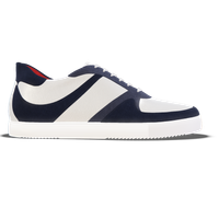 Macerata [W9] in white pebble grained calf, midnight blue and Navy blue suede