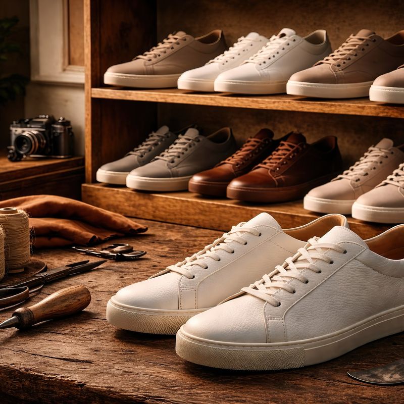 Workshop scene with some Jasperosso luxury sneakers on the workbench.