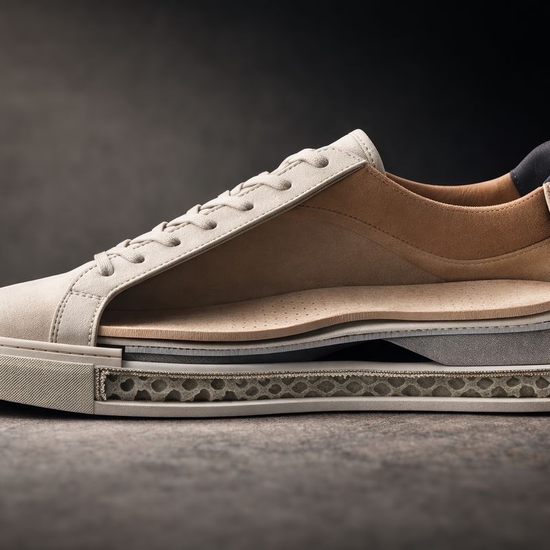 Side view of a Jasperosso custom made sneaker with inside visible.