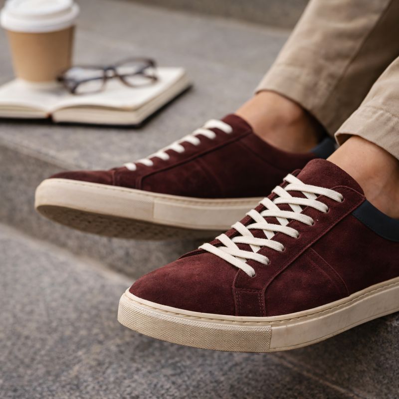 Jasperosso leather luxury sneakers in purple calf leather.