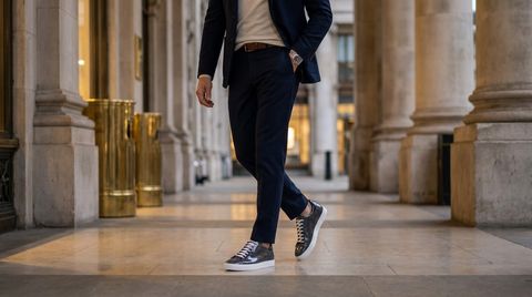 Loreto [M1] in graphite & navy blue patent calf
