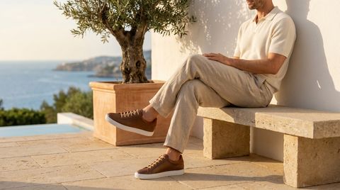 Fermo [M8] in caramel pebble grained calf & camel suede