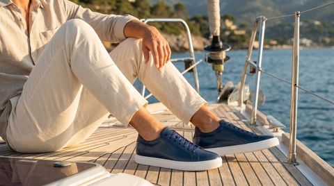 Fermo [M7] in midnight blue smooth Baltimora calf & navy blue crocodile effect calf