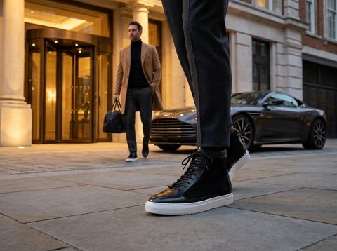 Montecosaro [M] High-top in black smooth Baltimora calf & black suede