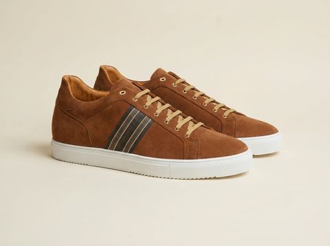 Recanati [M4] in camel suede with canvas stripe detailing