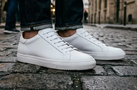 Fermo [M1] in white pebble grained calf & white smooth Baltimora calf