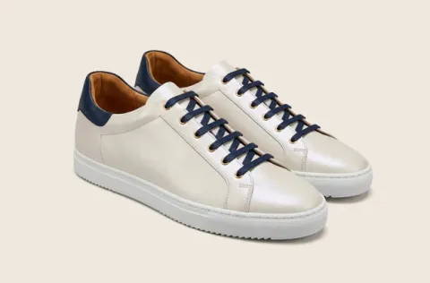 Loreto [M2] in white smooth Baltimora calf & navy blue pebble grained calf