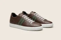 Recanati [M1] in chocolate pebble grained calf with canvas stripe detailing